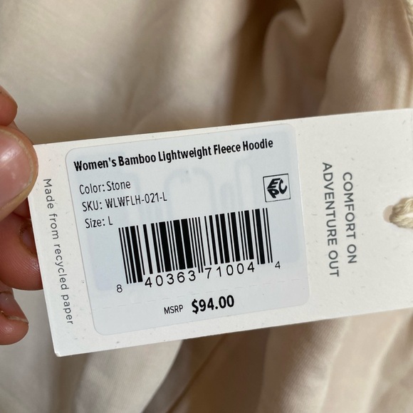 Cream Hooded soft cozy NWT Bamboo Sweatshirt women’s L - Picture 6 of 8